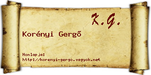 Korényi Gergő névjegykártya